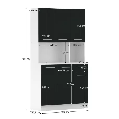Hatajtós szekrény, fehér/fekete, PELION NEW