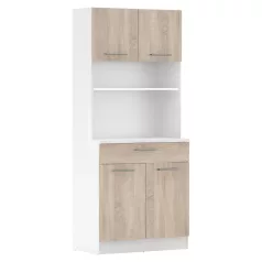 Négyajtós szekrény, fehér/sonoma tölgy, DOMIS NEW