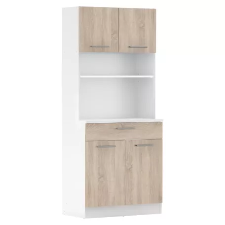 Négyajtós szekrény, fehér/sonoma tölgy, DOMIS NEW