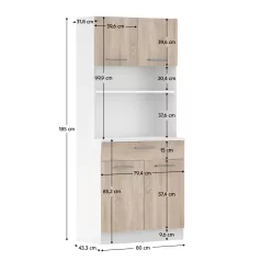 Négyajtós szekrény, fehér/sonoma tölgy, DOMIS NEW