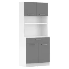 Négyajtós szekrény, fehér/grafit, DOMIS NEW
