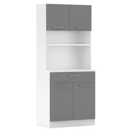 Négyajtós szekrény, fehér/grafit, DOMIS NEW