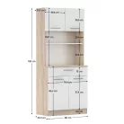 Négyajtós szekrény, sonoma tölgy/fehér, DOMIS NEW