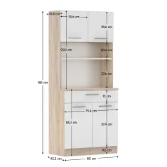 Négyajtós szekrény, sonoma tölgy/fehér, DOMIS NEW