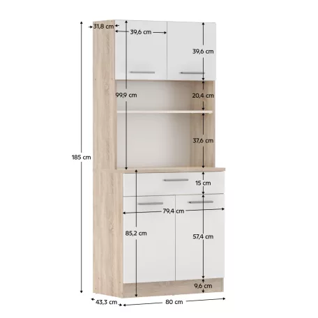 Négyajtós szekrény, sonoma tölgy/fehér, DOMIS NEW