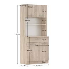 Négyajtós szekrény, sonoma tölgy, DOMIS NEW