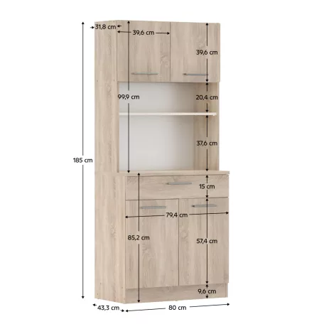 Négyajtós szekrény, sonoma tölgy, DOMIS NEW