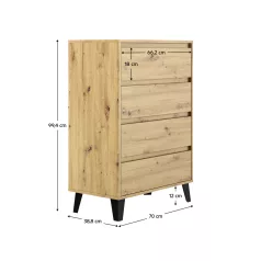 Komód, artisan tölgy, BOGAN NEW 4S70