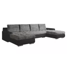 Univerzális ülőgarnitúra, ekobőr fekete/szürke melír, TOLITA U UNI