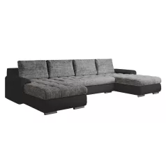   Univerzális ülőgarnitúra, ekobőr fekete/szürke melír, TOLITA U UNI