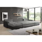 Univerzális ülőgarnitúra, ekobőr fekete/szürke melír, TOLITA U UNI