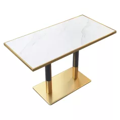   Bisztró asztal, fehér márvány/fekete/arany, 120x70 cm, DARIAN