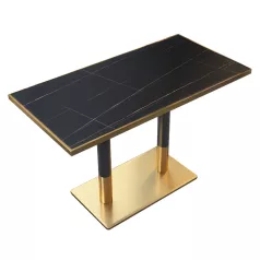   Bisztró asztal, fekete márvány/fekete/arany, 120x70 cm, DARIAN