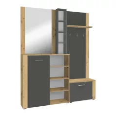 Előszobai készlet, artisan tölgy/grafit, FANDU