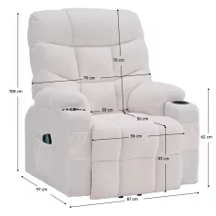 Állítható masszázs fotel, fehér, HUDSON