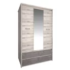 Szekrény tükörrel 3D4S, nairobi gesztenye/onix, JESI NEW
