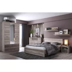 Szekrény tükörrel 3D4S, nairobi gesztenye/onix, JESI NEW