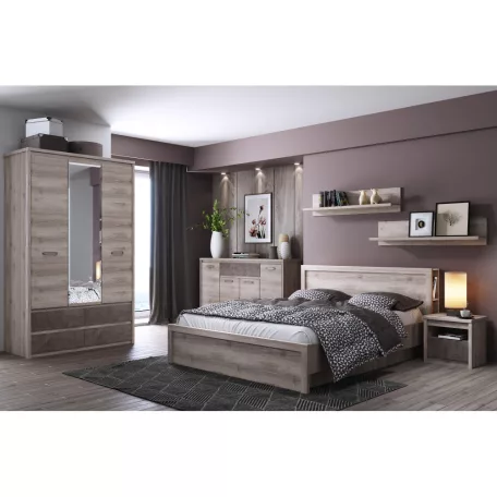 Szekrény tükörrel 3D4S, nairobi gesztenye/onix, JESI NEW