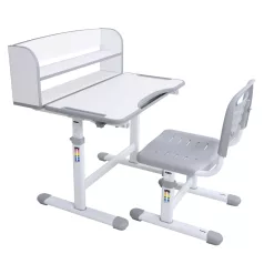 Növekvő íróasztal és szék, szürke/fehér, set ZION