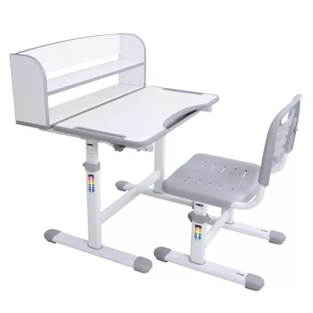 Növekvő íróasztal és szék, szürke/fehér, set ZION