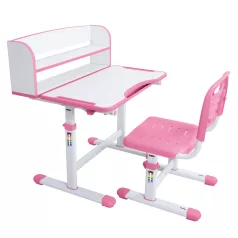   Növekvő íróasztal és szék, rózsaszín/fehér, set ZION