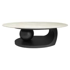 Dohányzóasztal, márvány imitáció/fekete, AXEN