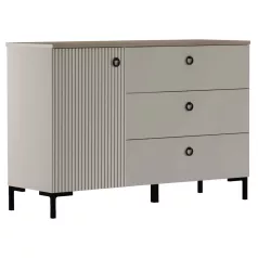 Komód, szürkésbarna Taupe/silverjack tölgy, DOMCA 1D3S