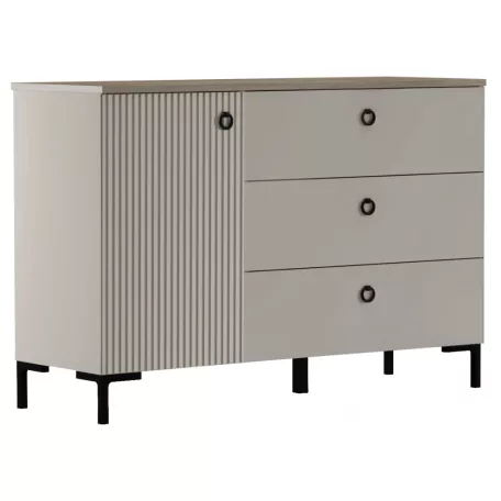 Komód, szürkésbarna Taupe/silverjack tölgy, DOMCA 1D3S