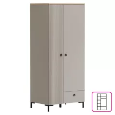   Szekrény, szürkésbarna Taupe/silverjack tölgy, DOMCA 2D1S