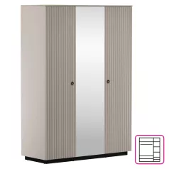   Szekrény tükörrel, szürkésbarna Taupe/silverjack tölgy, DOMCA 3D