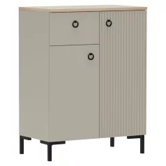 Komód, szürkésbarna Taupe/silverjack tölgy, DOMCA 2D1S