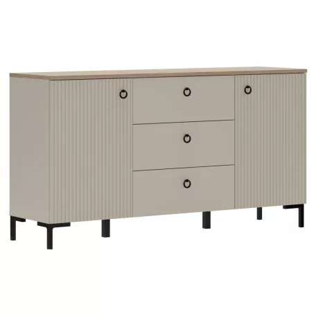 Komód, szürkésbarna Taupe/silverjack tölgy, DOMCA 2D3S