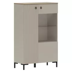   Alacsony vitrin, szürkésbarna Taupe/silverjack tölgy, DOMCA 1D1W/140