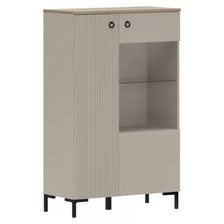 Alacsony vitrin, szürkésbarna Taupe/silverjack tölgy, DOMCA 1D1W/140