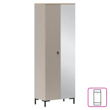 Szekrény tükörrel, szürkésbarna Taupe/silverjack tölgy, DOMCA 2D