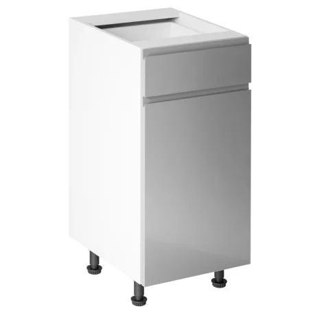 Alsószekrény, fehér/szürke extra magasfényű HG, AURORA D40S1