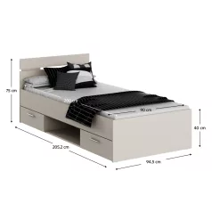 Ágykeret, 90x200, cashmere, MICHIGAN NEW