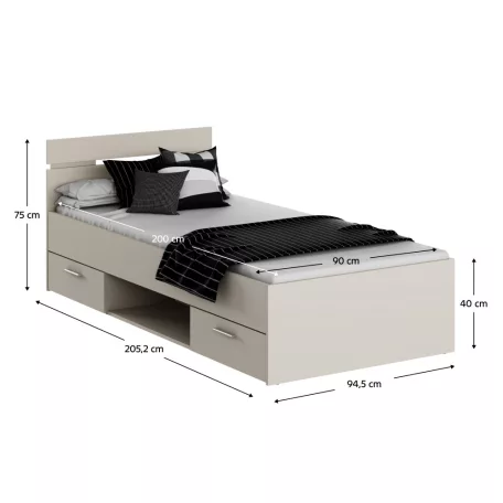 Ágykeret, 90x200, cashmere, MICHIGAN NEW