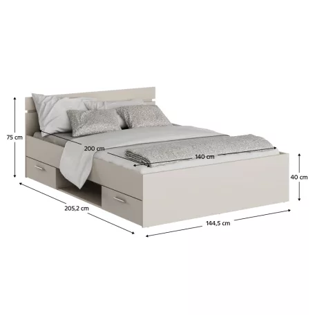 Ágykeret, 140x200, cashmere, MICHIGAN NEW