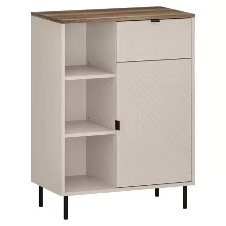 Alacsony polcos szekrény, kasmír/castello tölgy, EYCO 1D1S