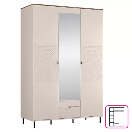 Szekrény, kasmír/castello tölgy, EYCO 3D1S