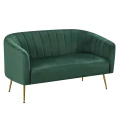   Design kétszemélyes kanapé, sötétzöld Velvet szövet/gold króm-arany, BAGY