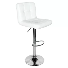 Bárszék, fehér textilbőr/króm, KANDY 2 NEW