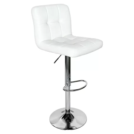 Bárszék, fehér textilbőr/króm, KANDY 2 NEW