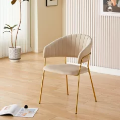   Design étkezőszék, bézs Velvet szövet/gold króm arany, DASMIN NEW TYP 1