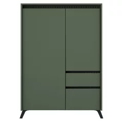 Komód, smoke zöld/fekete, LONGY REG2D1S1K