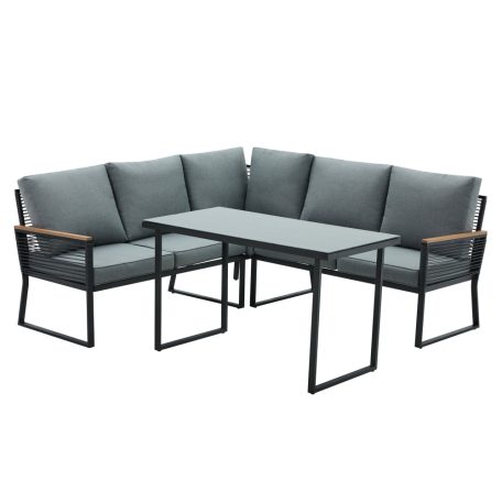 Kerti szett, fekete/szürke, FARLY