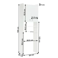 Szekrény a mosógép fölé, fehér, NATALI NEW