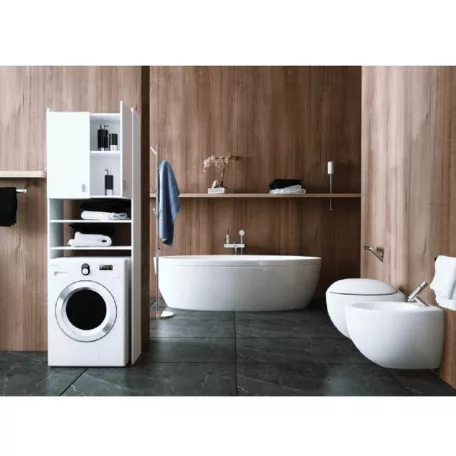 Szekrény a mosógép fölé, fehér, NATALI NEW