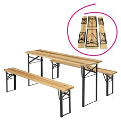 Sörpad garnitúra 1+2, fa/fém, természetes/fekete, LORIS